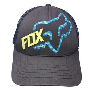 Fox Snapback Trucker Hat Blue One Size Adjustable Mesh Back Outdoor Printed